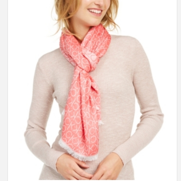 Calvin Klein Monogram Logo Pashmina - Process Red - Picture 2 of 6